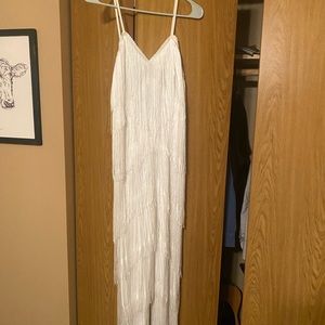 White Fringe Jumpsuit NWT